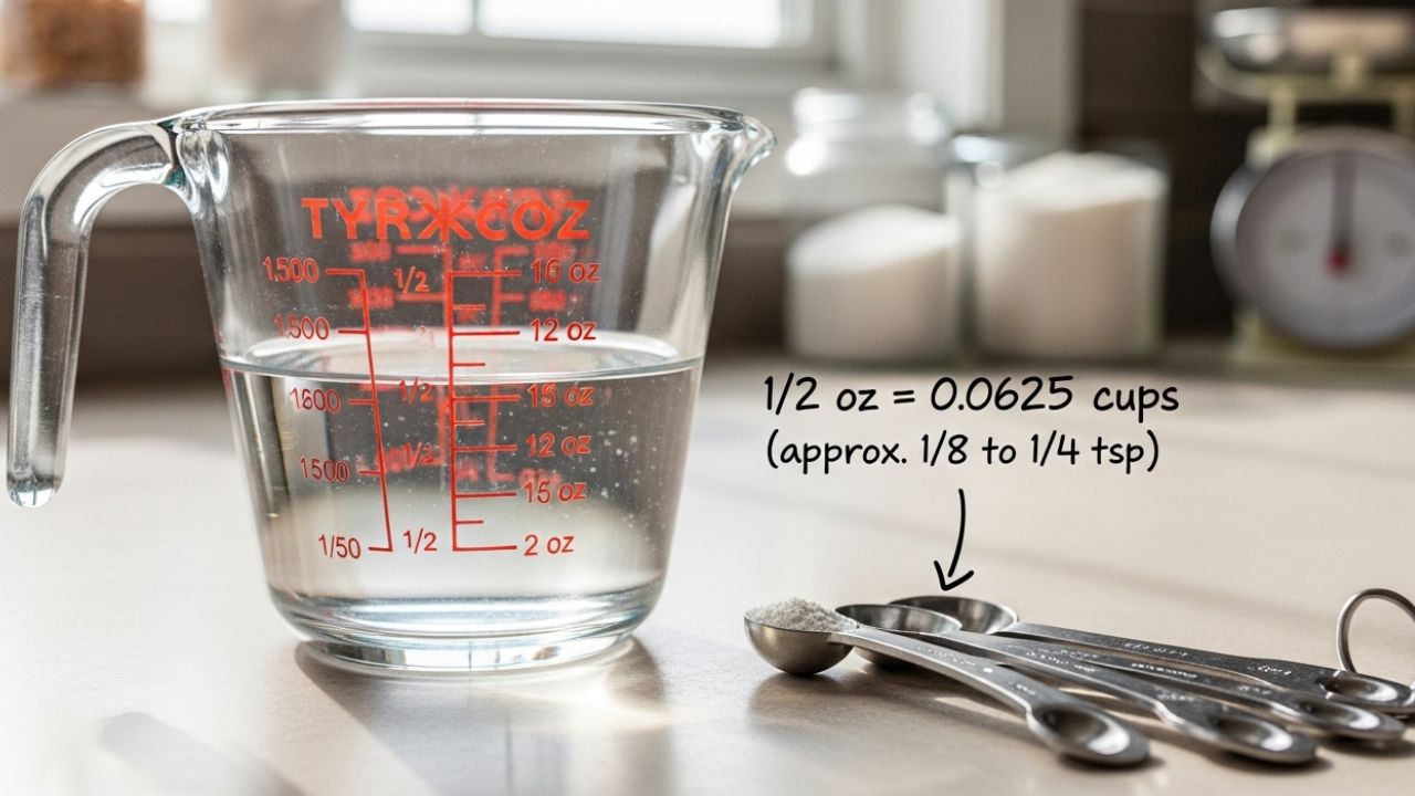 how many cups is 1/2 oz